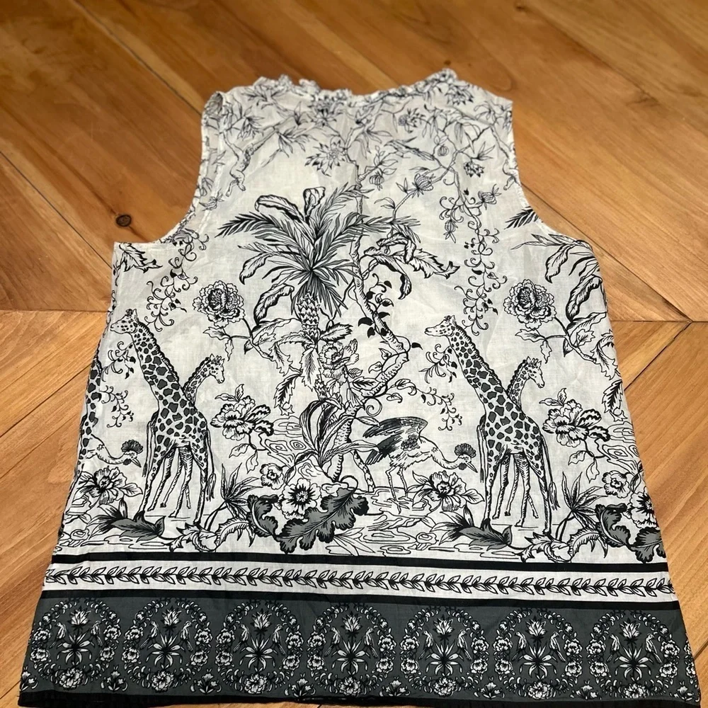 Talbots Black and White Safari Print Tank Top size M - Picture 5 of 9